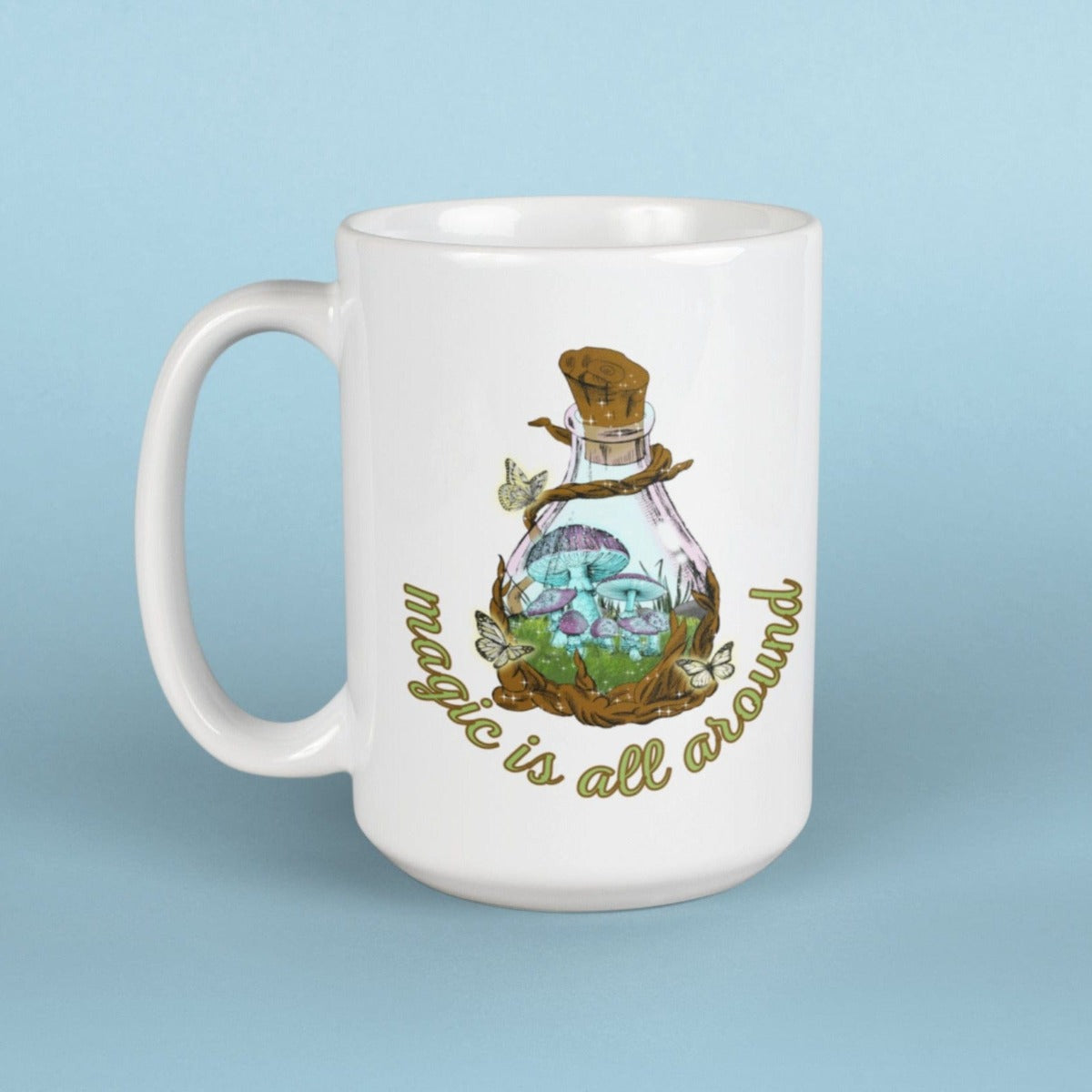 Printify Mug 15oz Coffee Mug, Mushroom Coffee Mug, Cottegecore Mug, Mushroom Gift, Forest Mug, White 15 oz Ceramic, Gift for Her or Him, Free Shipping 96212804058150428880